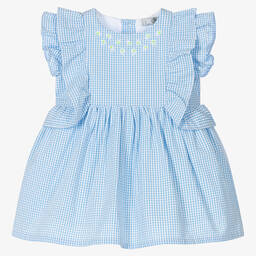 Dr. Kid-Girls Blue & White Gingham Check Dress | Childrensalon Outlet