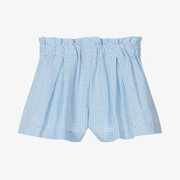 Dr. Kid-شورت أطفال بناتي قطن كاروهات لون أزرق وأبيض | Childrensalon Outlet