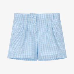 Dr. Kid-Girls Blue & White Gingham Shorts | Childrensalon Outlet