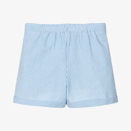 Dr. Kid-Girls Blue & White Gingham Shorts | Childrensalon Outlet