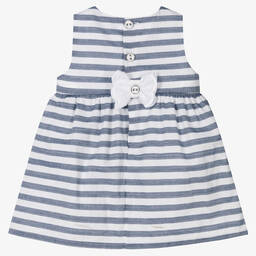 Dr. Kid-Girls Blue & White Striped Cotton Dress | Childrensalon Outlet