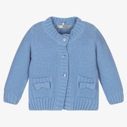 Dr. Kid-Girls Blue Wool Knit Cardigan | Childrensalon Outlet