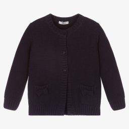 Dr. Kid-Girls Blue Wool Knit Cardigan | Childrensalon Outlet