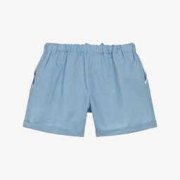Dr. Kid-Girls Elegant Blue Linen Blend Shorts | Childrensalon Outlet