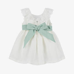 Dr. Kid-Girls Elegant Ivory Linen Blend Dress | Childrensalon Outlet