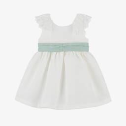 Dr. Kid-Girls Elegant Ivory Linen Blend Dress | Childrensalon Outlet