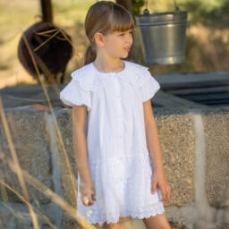 Dr. Kid-Girls Elegant White Eyelet Dress | Childrensalon Outlet