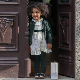 Dr. Kid-Girls Green Cotton & Wool Knitted Cardigan | Childrensalon Outlet