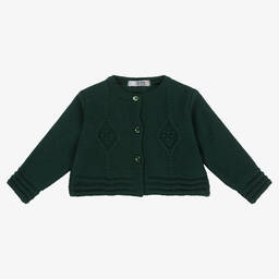 Dr. Kid-Girls Green Cotton & Wool Knitted Cardigan | Childrensalon Outlet