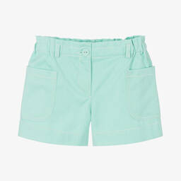 Dr. Kid-Girls Green Denim Patch Pocket Shorts | Childrensalon Outlet