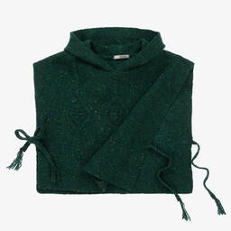 Dr. Kid-Зеленое шерстяное пончо с капюшоном | Childrensalon Outlet