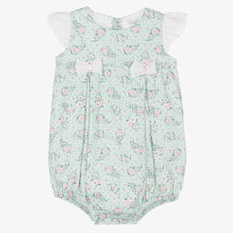 Dr. Kid-Girls Green & Pink Floral Cotton Shortie | Childrensalon Outlet