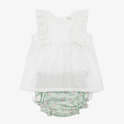 Dr. Kid-Girls Green & White Cotton Short Set  | Childrensalon Outlet