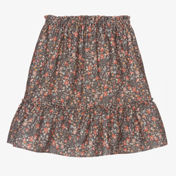 Dr. Kid-Girls Grey Floral Cotton Skirt | Childrensalon Outlet