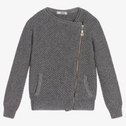 Dr. Kid-Girls Grey Knitted Cardigan | Childrensalon Outlet