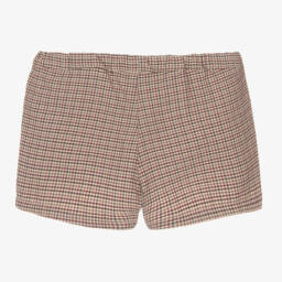 Dr. Kid-Girls Houndstooth Beige Shorts | Childrensalon Outlet