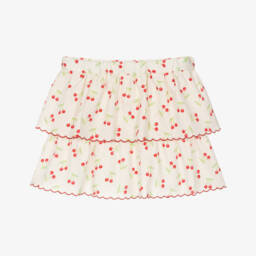 Dr. Kid-Юбка кремовая с вишневым принтом для девочек | Childrensalon Outlet