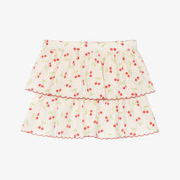 Dr. Kid-Юбка кремовая с вишневым принтом для девочек | Childrensalon Outlet
