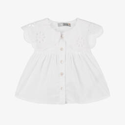 Dr. Kid-بلوزة عاجية للبنات بياقة مثقبة | Childrensalon Outlet