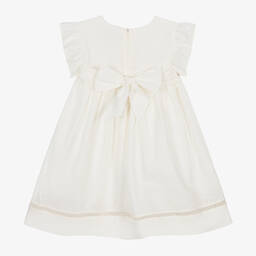 Dr. Kid-Girls Ivory Linen & Cotton Shirred Dress | Childrensalon Outlet
