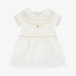 Dr. Kid-Girls Ivory Linen & Knit Frock | Childrensalon Outlet