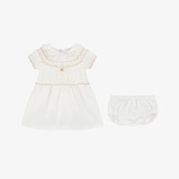 Dr. Kid-Girls Ivory Linen & Knit Frock | Childrensalon Outlet