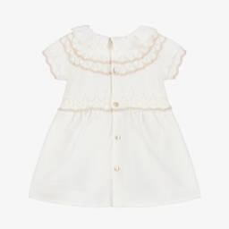 Dr. Kid-Girls Ivory Linen & Knit Frock | Childrensalon Outlet