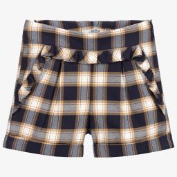 Dr. Kid-Girls Navy Blue Check Shorts | Childrensalon Outlet