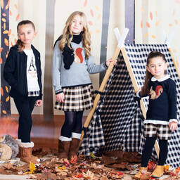 Dr. Kid-Girls Navy Blue Check Shorts | Childrensalon Outlet