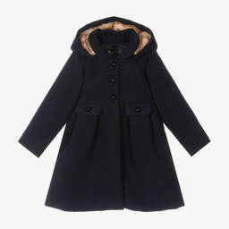 Dr. Kid-Girls Navy Blue Hooded Coat | Childrensalon Outlet