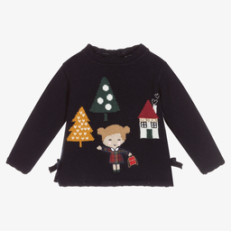 Dr. Kid-Girls Navy Blue Knitted Jumper | Childrensalon Outlet