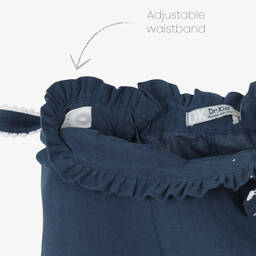 Dr. Kid-Girls Navy Blue Linen & Cotton Shorts | Childrensalon Outlet