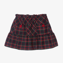 Dr. Kid-Girls Navy Blue & Red Tartan Skirt  | Childrensalon Outlet