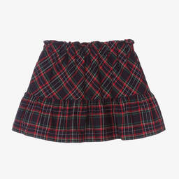 Dr. Kid-Girls Navy Blue & Red Tartan Skirt  | Childrensalon Outlet