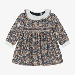 Dr. Kid-Girls Navy Floral Smocked Dress | Childrensalon Outlet