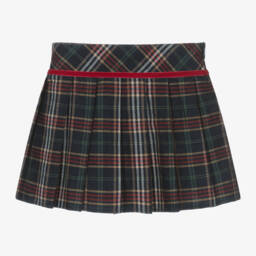 Dr. Kid-Girls Navy Tartan Pleated Skirt | Childrensalon Outlet