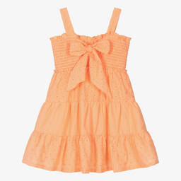 Dr. Kid-Girls Orange Broderie Anglaise Dress | Childrensalon Outlet