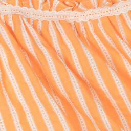 Dr. Kid-Girls Orange Cotton Striped Dress  | Childrensalon Outlet
