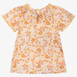 Dr. Kid-Girls Orange Floral Cotton Blouse | Childrensalon Outlet