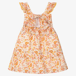 Dr. Kid-Girls Orange Floral Cotton Dress | Childrensalon Outlet