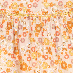 Dr. Kid-Girls Orange Floral Cotton Dress | Childrensalon Outlet