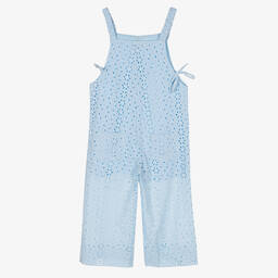 Dr. Kid-Girls Pastel Blue Embroidered Jumpsuit | Childrensalon Outlet