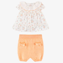 Dr. Kid-Girls Pastel Orange Knit Ensemble | Childrensalon Outlet