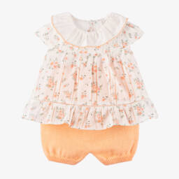 Dr. Kid-Girls Pastel Orange Knit Ensemble | Childrensalon Outlet