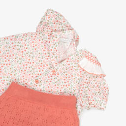 Dr. Kid-Розовый вязаный комплект с цветочным узором для девочек | Childrensalon Outlet