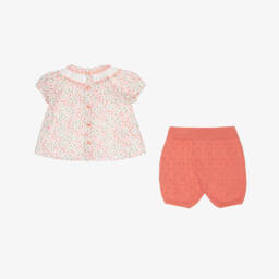 Dr. Kid-Розовый вязаный комплект с цветочным узором для девочек | Childrensalon Outlet