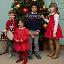 Dr. Kid-Girls Red Brushed Cotton Dress | Childrensalon Outlet