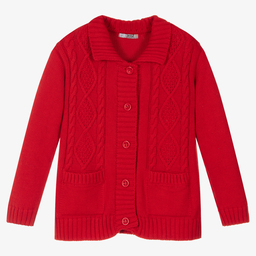 Dr. Kid-Girls Red Cotton Cardigan | Childrensalon Outlet