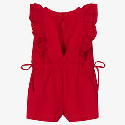 Dr. Kid-Girls Red Cotton Frilled Playsuit | Childrensalon Outlet