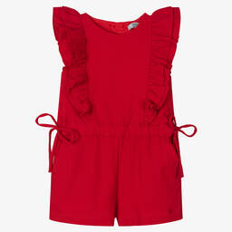 Dr. Kid-Girls Red Cotton Frilled Playsuit | Childrensalon Outlet
